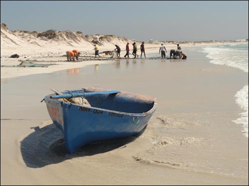Rowing boat on beach